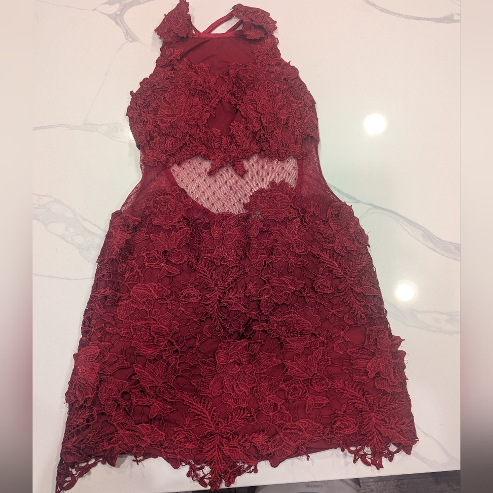 Elegant Red Lace Dress